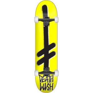  Deathwish Gang Logo Complete Skateboard   7.75 Yellow 