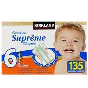  Kirkland SignatureTM Supreme Diapers Size 6; Quantity: 135 