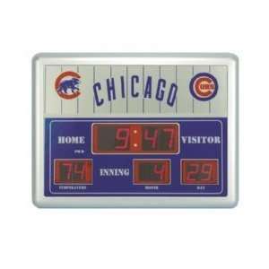 MLB Baseball Team Scoreboard Clock and Thermometer   Chicago Cubs 