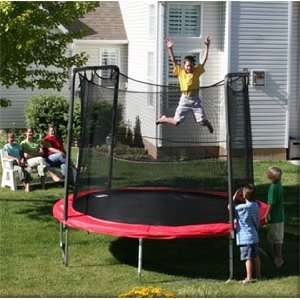   Round Series Red Trampoline And Enclosure 10 Foot