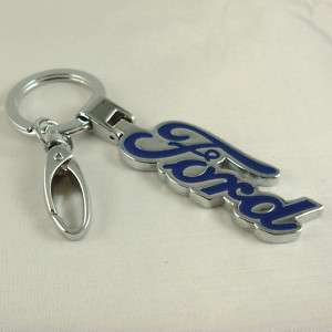 Motor Car Auto Key Ring Keychain Silver 041 ford blue  