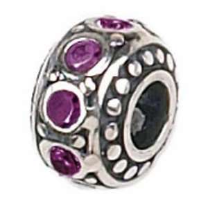  Zable Sterling Silver Crystal February Birthstone Bead 