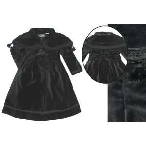  Elebini Toddler Girls Black Velvet Dress Coat and Tassle Bolero 