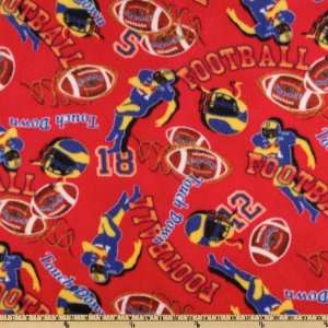 62 Wide Allover Football Fleece Fabric By The Yard: Arts 