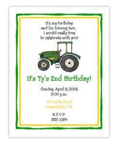 TRACTOR Farm Birthday Party CUSTOM Invitations (CHOICE)  