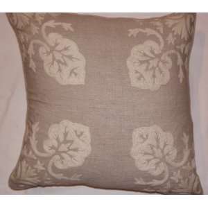   Konark Squared White on Natural Brown Linen (18X18)