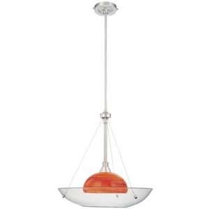  Helios Pendant in Brushed Nickel with Saturn Red Art Glass 