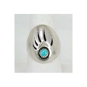   Carved Turquoise and BearClaw Mens Ring Sterling Silver sz 11: Beauty
