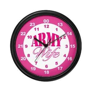   : Army Wife Pink 24 Hour Military Time Wall Clock 10 Home & Kitchen