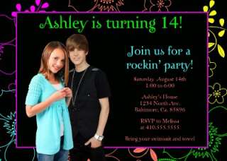 Print Your Own Photo Justin Bieber Invitations  