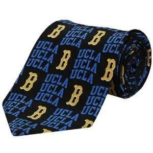  UCLA Bruins Black Wordmark Print Silk Neck Tie: Sports 