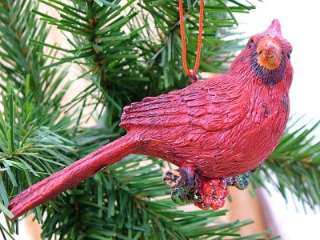 New Cardinal Bird on Holly Branch Christmas Ornament  