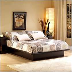 South Shore Back Bay Platform Bed Frame Only in Dark Chocolate Finish 