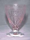 Fostoria #5298 June Etch Footed Whiskey Glass Pink