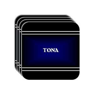 Personal Name Gift   TONA Set of 4 Mini Mousepad Coasters (black 