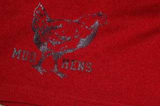 Vtg MUD HENS Toledo, Ohio SPORTS APPAREL Red Logo Shorts SPROTS BELLE 
