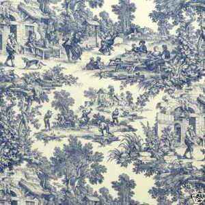 Laura Ashley House Party Blue Toile fabric by the yard  