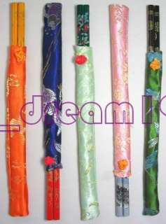 WHOLESALE 10 pcs BAMBOO CHOPSTICKS MATCHING SILK COVER  