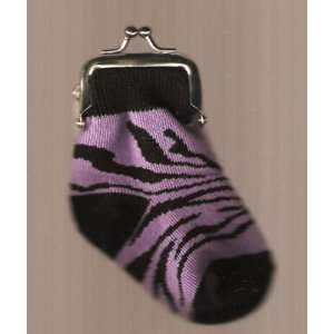   Unique Purple and Black Animal Print Sock Coin Purse: Everything Else