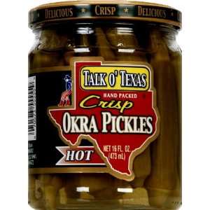  Talk O Texas, Hot Pickled Okra, 16 OZ (Pack of 6) Health 