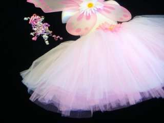 Tinkerbell Fairy Costume White & Pink Faerie Wings Tutu  