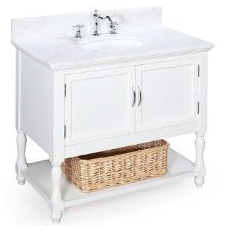Beverly 36 inch Bathroom Vanity (White/White), Includes Cabinet with 