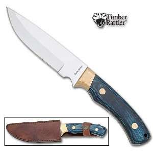 Timber Rattler Blue Wood Handle Outland Bowie w/ Leather Sheath