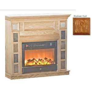   44 in. Corner Fireplace Mantel with Tile   Medium Oak