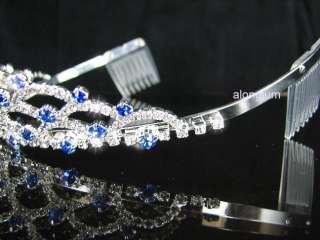   11 Blue Bridal Bridesmaid Prom Super Sparkling Swarovski Crystal Tiara