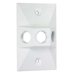   Three Hole Rectangular Metal Lampholder Cover, White