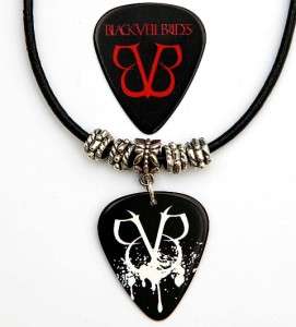 Black Veil Brides Guitar Pick Black Leather Necklace  