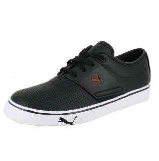 PUMA EL ACE JR BLACK RED LACE UP LEATHER PERFORATED GS KIDS US SIZE 5 