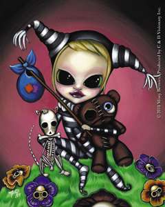 Sticker Gothic Fool Jester Skeleton Dog Fantasy Art  