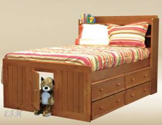 FAIRVIEW BOOK CASE WOOD FULL CAPTAIN BED W/ DRAWERS  