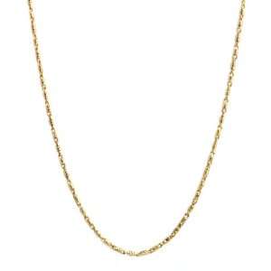  14k Italian Yellow Gold 1.00mm Bar Link Chain Necklace, 18 