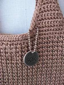 THE SAK Taupe Travel Crocheted Knit Hobo Shoulder Bag  