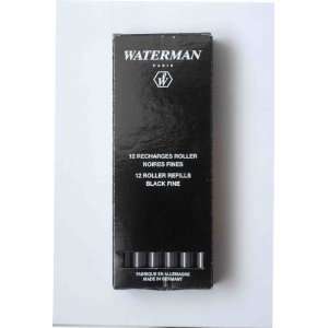  Waterman 12 Black Rollerball Refills in Carton Box, Size 
