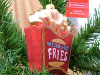 New French Fries Fast Food Red Glass Christmas Ornament  