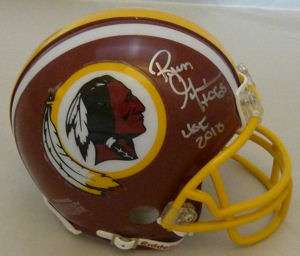   is a washington redskins mini helmet signed in silver with hof 2010