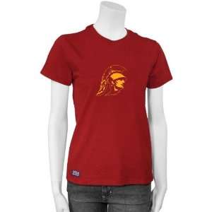  USC Trojans Cardinal Ladies Team Logo T shirt: Sports 