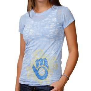   Scroll Burnout Premium Crew T shirt   Light Blue: Sports & Outdoors