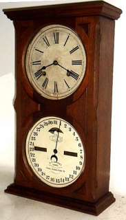 1870s Ithaca Double Dial 8 Day Calendar Clock  