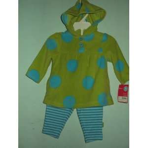   Microfleece L/S Hooded Top and Legging Pant Set Blue/Green 6 Months