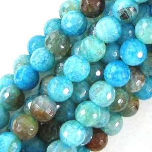  8mm faceted blue fire agate round beads 8 strand S1