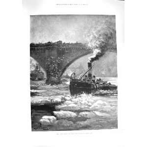  1895 RIVER THAMES FROZEN LONDON BRIDGE LIVERPOOL MERSEY 