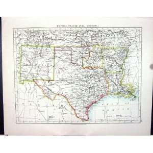  Johnston Map 1906 United States America Texas Mexico 