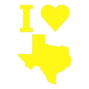  I Love Texas YELLOW Vinyl window decal sticker: Office 