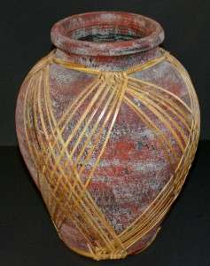   Decorative Red Rustic Distressed LRG Ceramic Floor Vase Terracotta