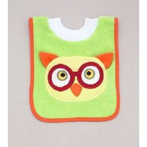 Mullins Square 100% Cotton Pullover Baby Bib with Washcloth   Owl