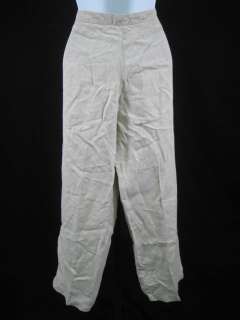 120% LINO Beige Linen Relaxed Fit Slacks Pants Size 46  
